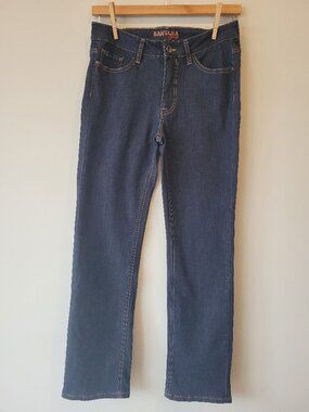Santana Dark Wash Straight Leg Jeans Women's Size 8 Mid Rise Stretch Denim